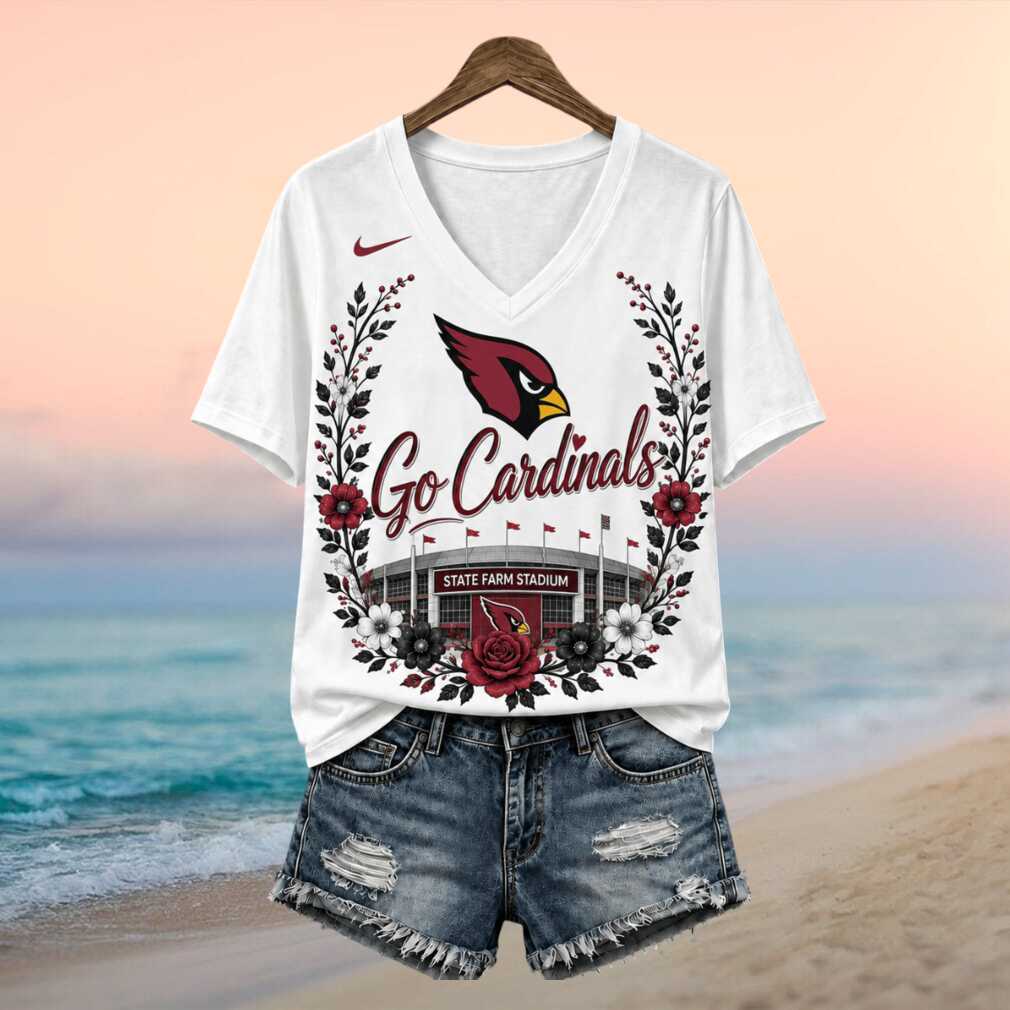 Arizona Cardinals State Farm Stadium Floral V Neck Shirt - Limotees LLC