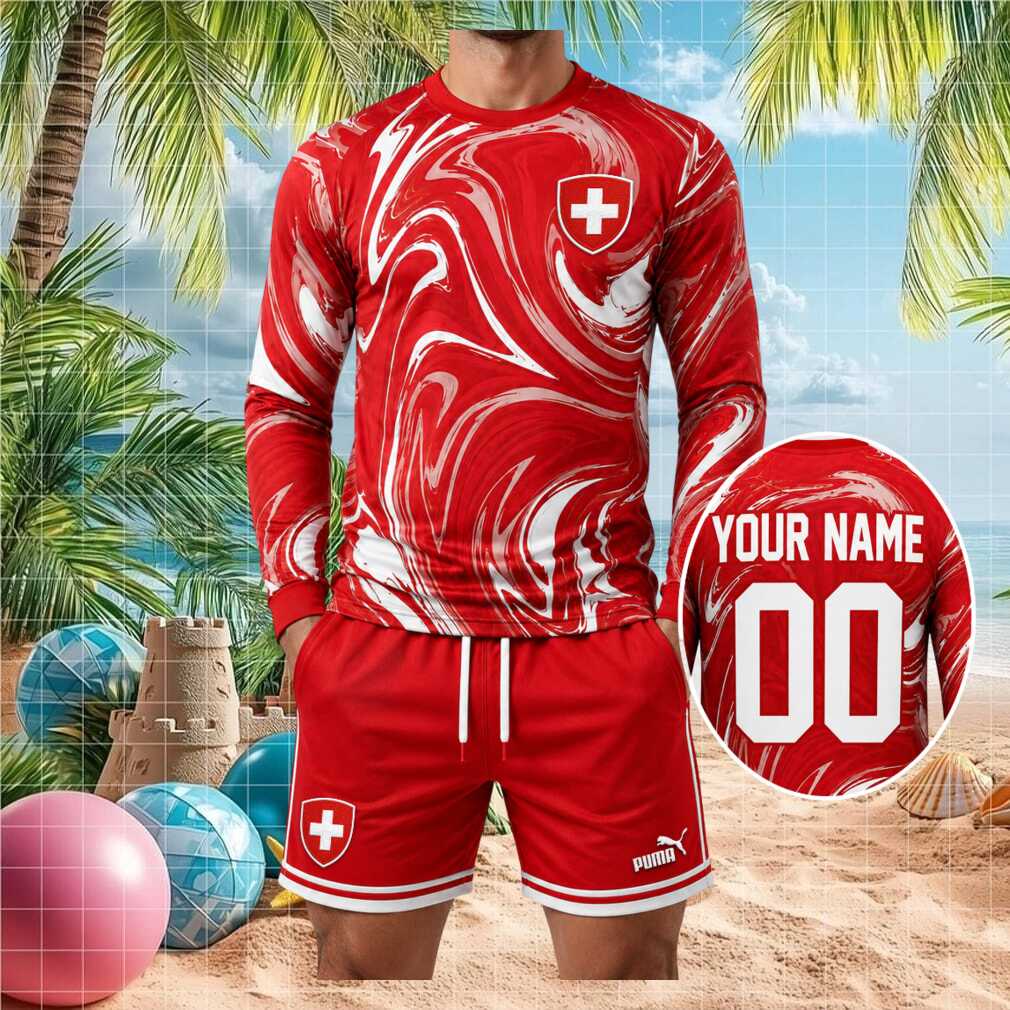 Switzerland Football National Team Fan Gear Red Swirl Shirt - Limotees LLC