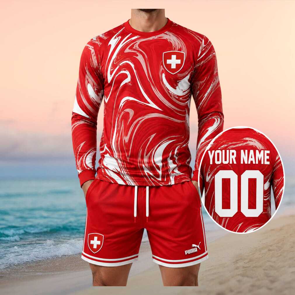 Switzerland Football National Team Fan Gear Red Swirl Shirt - Limotees LLC