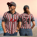 Tampa Bay Buccaneers Custom Name Number Est 1974 Striped Polo Football Fan Gift Shirt