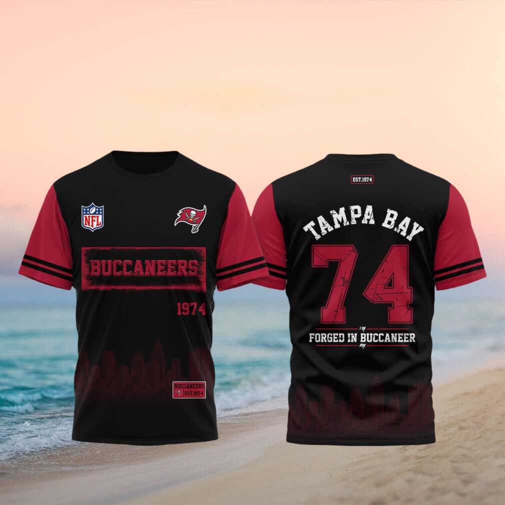 Tampa Bay Buccaneers Football Established 1974 Forged In Buccaneer Retro Skyline Fans Shirt - Limotees LLC