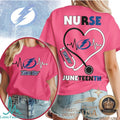 Tampa Bay Lightning Nurse Heartbeat T Shirt Juneteenth Apparel - Limotees LLC