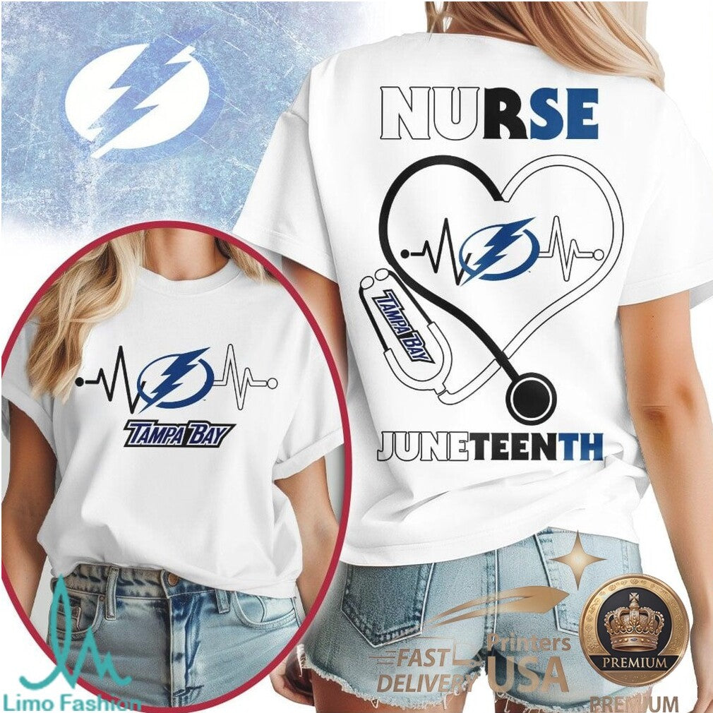 Tampa Bay Lightning Nurse Heartbeat T Shirt Juneteenth Apparel - Limotees LLC