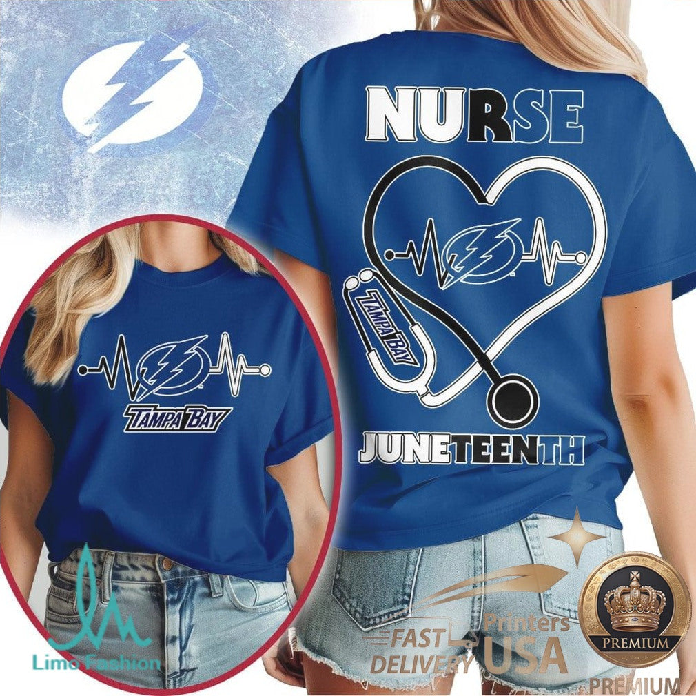 Tampa Bay Lightning Nurse Heartbeat T Shirt Juneteenth Apparel - Limotees LLC