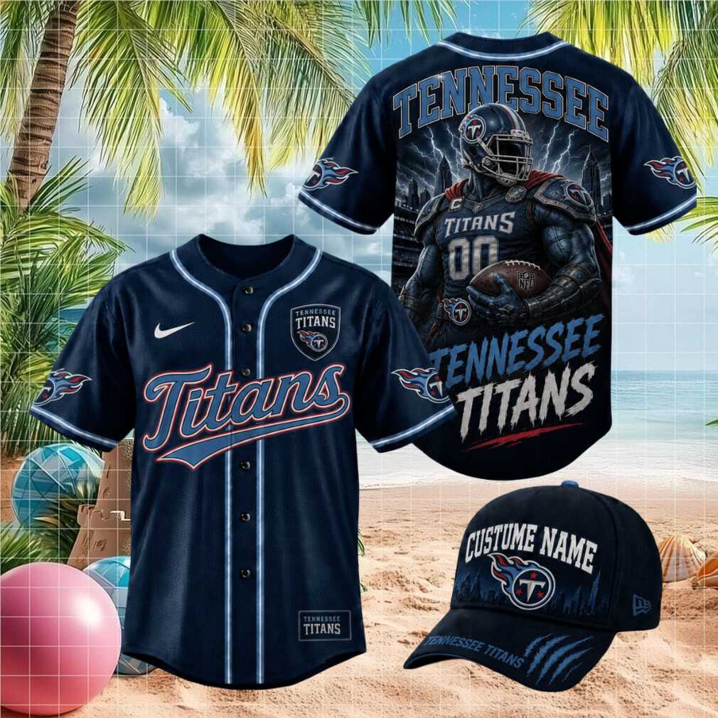 Tennessee Titans Armored Mascot Lightning Graphic Baseball Jersey - Limotees LLC