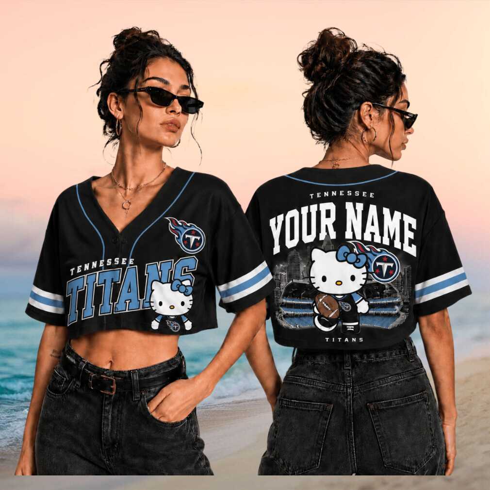 Tennessee Titans Hello Kitty Custom Football Crop Baseball Shirt - Limotees LLC