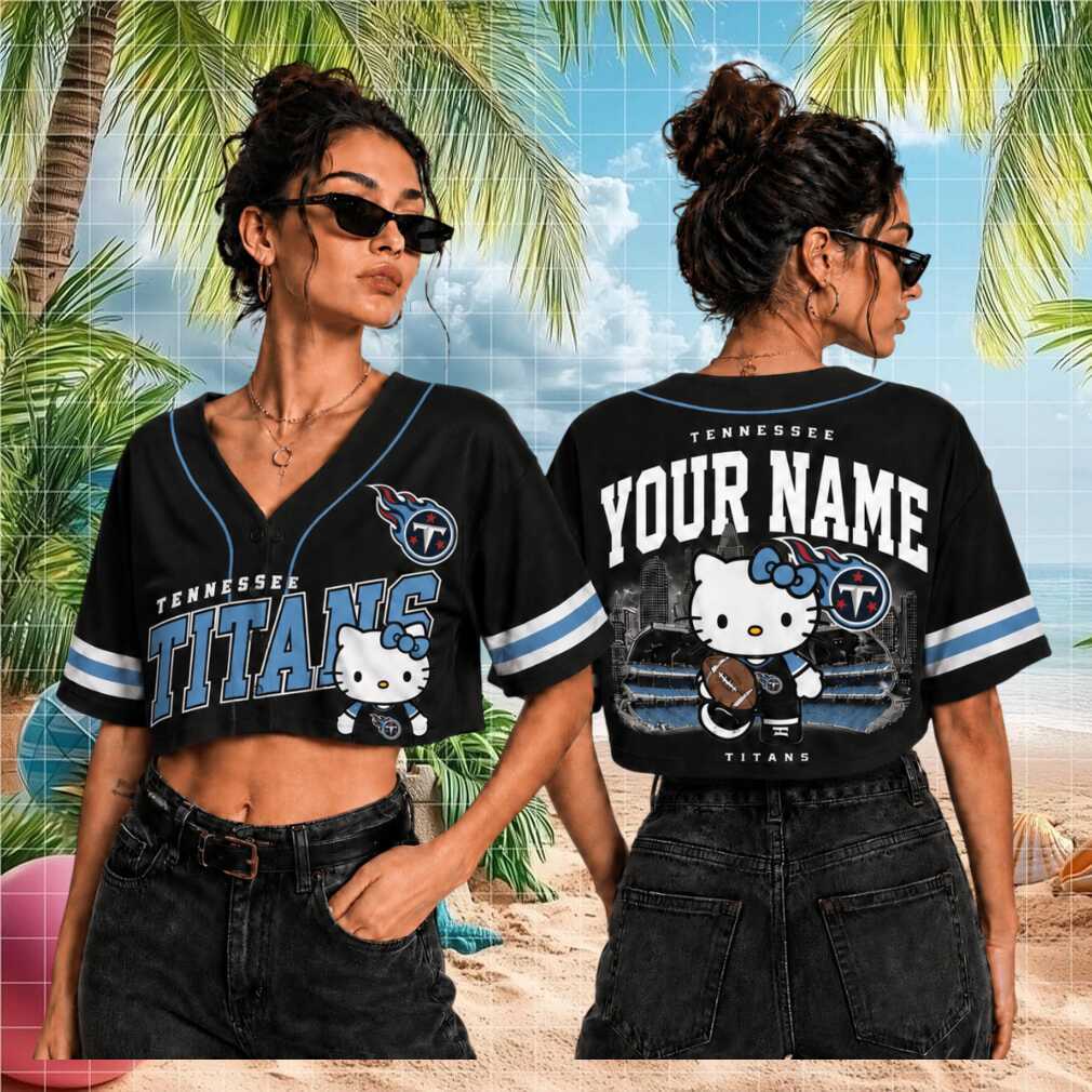 Tennessee Titans Hello Kitty Custom Football Crop Baseball Shirt - Limotees LLC