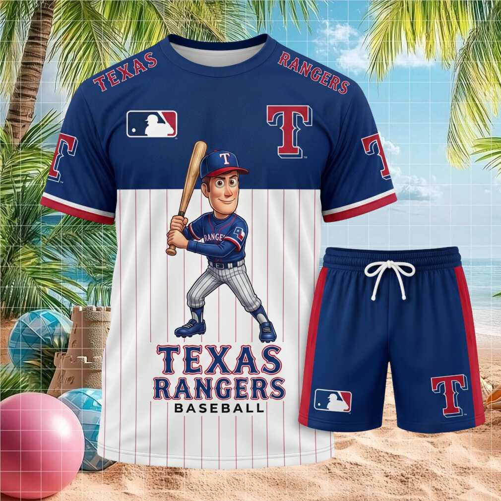 Texas Rangers Baseball Cartoon Player Shorts Shirt