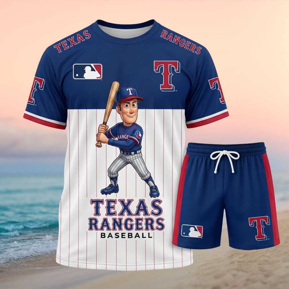 Texas Rangers Baseball Cartoon Player Shorts Shirt