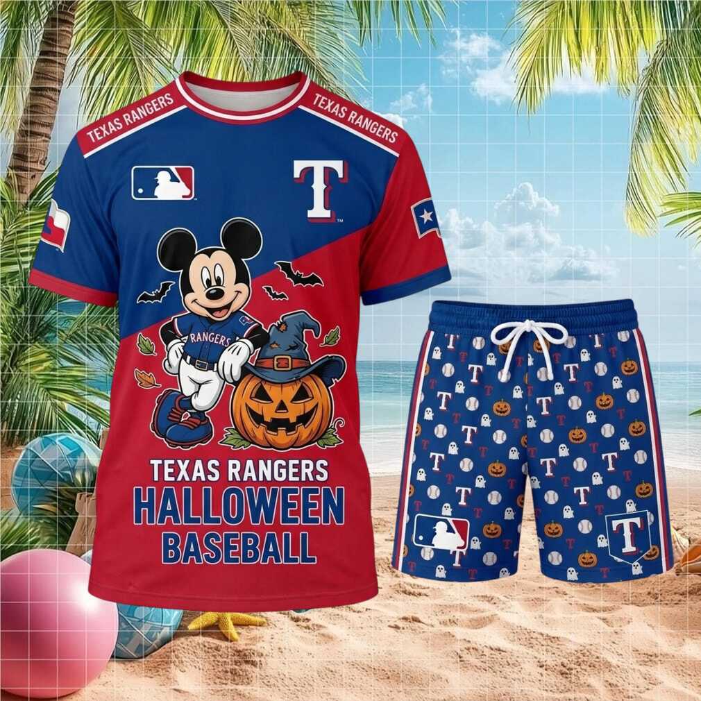 Texas Rangers Mickey Mouse Halloween Witch Pumpkin Baseball Shirt