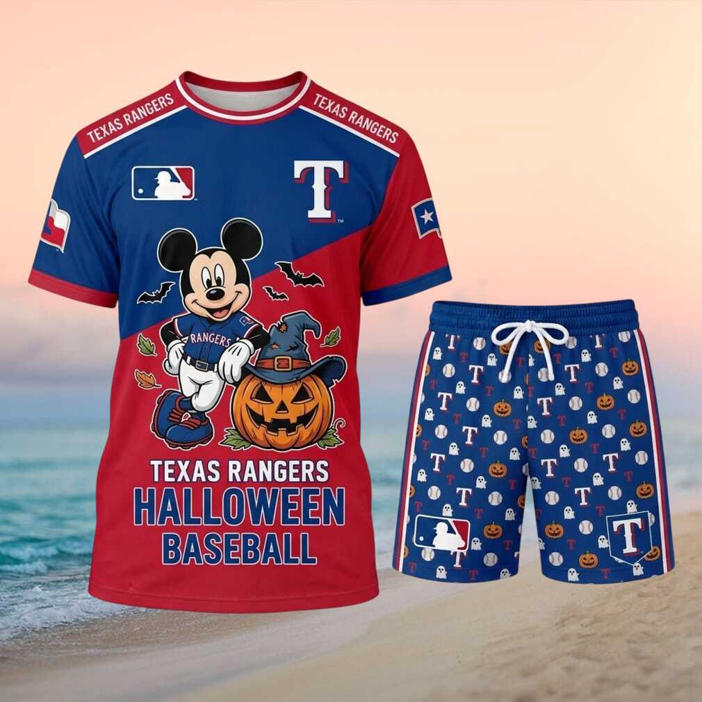 Texas Rangers Mickey Mouse Halloween Witch Pumpkin Baseball Shirt