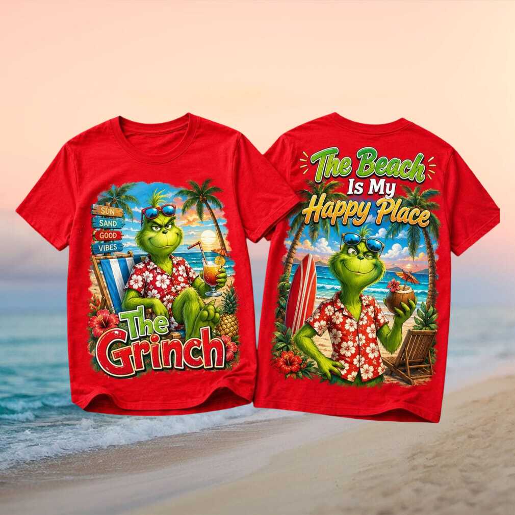 The Grinch Beach Summer Vacation Fans Retro Men Women Red Cotton Shirt