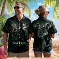 The Matrix Neo Action Shirt Digital Code Green Summer Casual Aloha Shirt