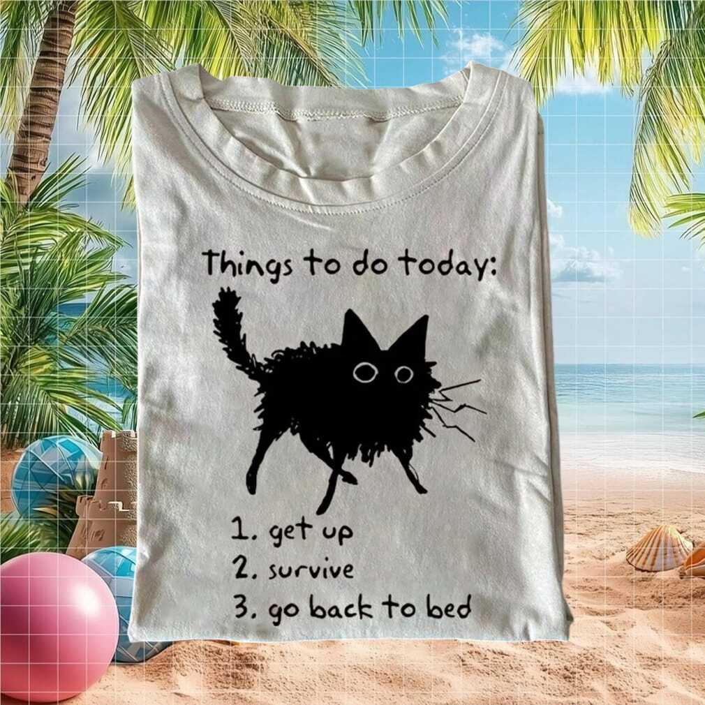 Things To Do Today Get Up Survive Go Back To Bed Cat Shirt - Limotees LLC