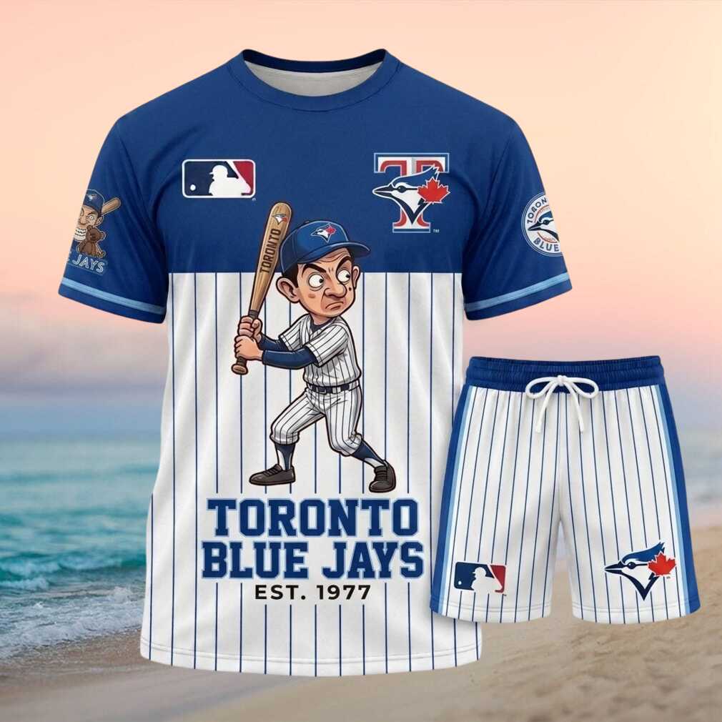 Toronto Blue Jays Mr Bean Baseball Pinstripe Shorts Shirt