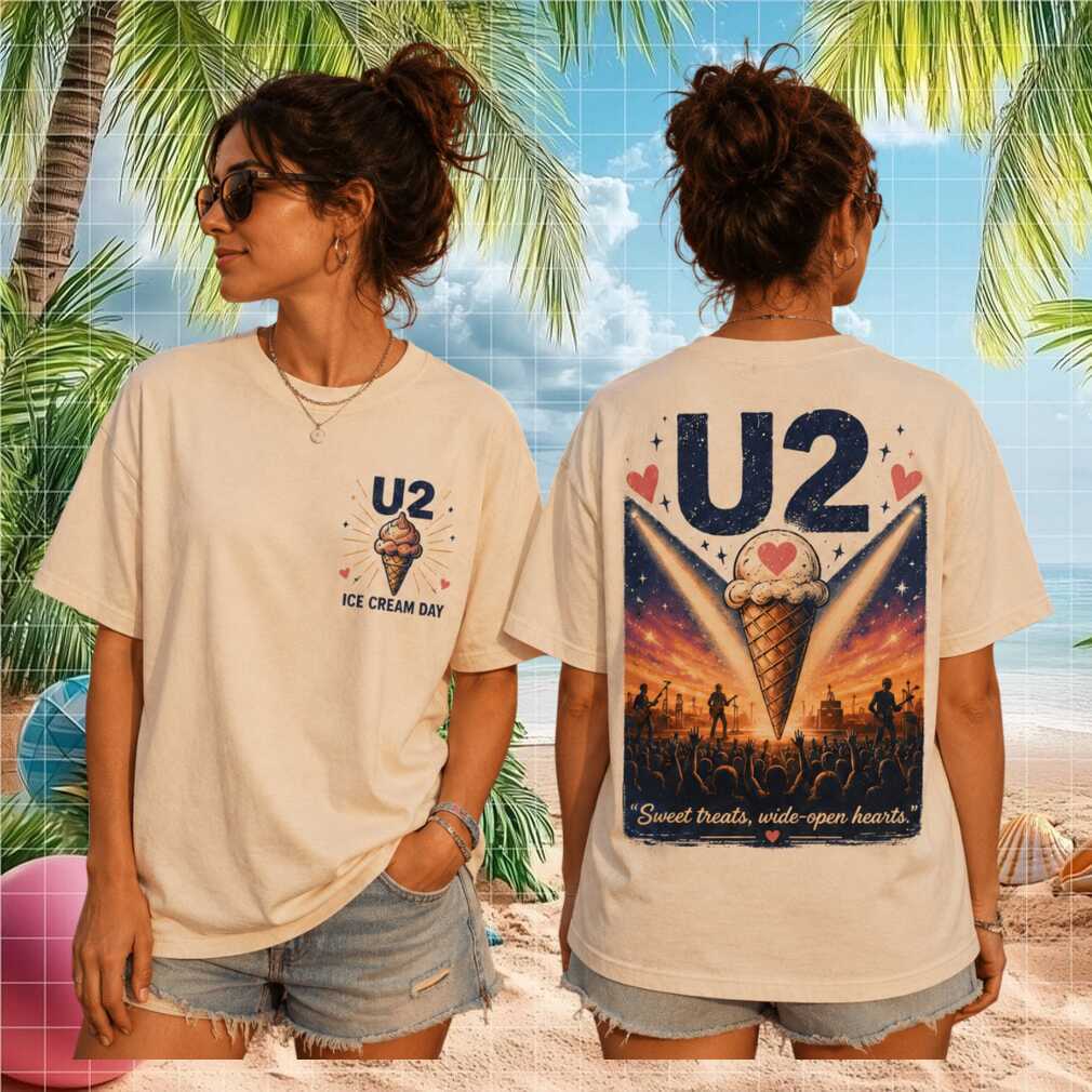 U2 Ice Cream Day Sweet Treats Wide Open Hearts Vintage Retro Music Concert Fans Shirt - Limotees LLC