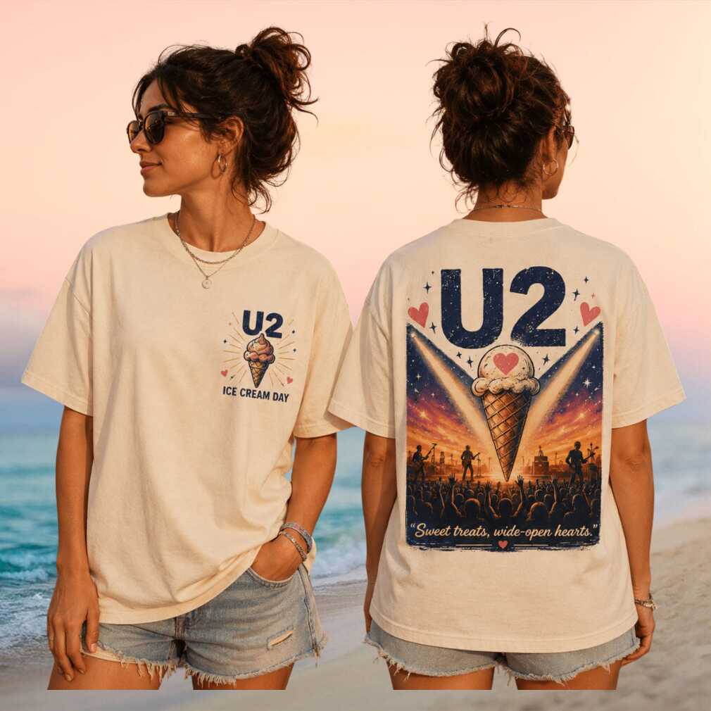 U2 Ice Cream Day Sweet Treats Wide Open Hearts Vintage Retro Music Concert Fans Shirt - Limotees LLC