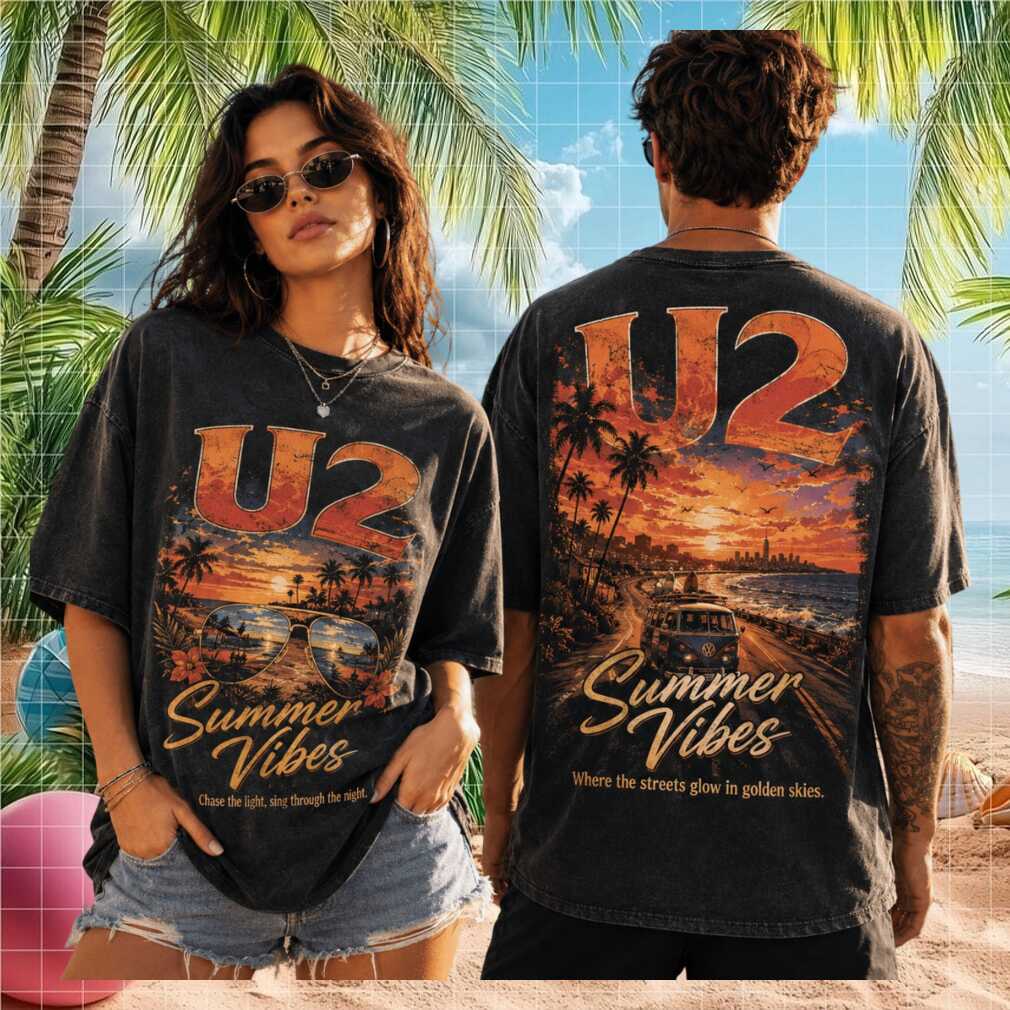 U2 Summer Vibes Sunset Road Trip Retro Beach Unisex Graphic Shirt