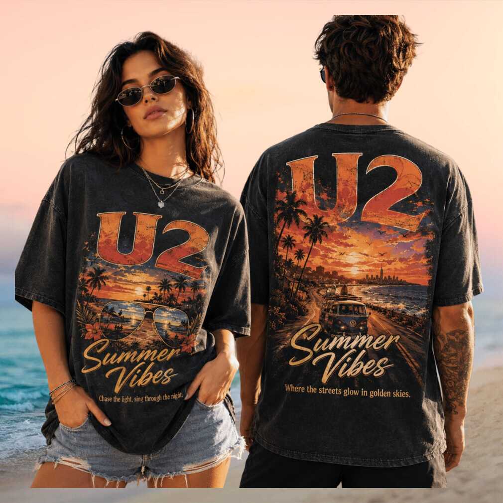 U2 Summer Vibes Sunset Road Trip Retro Beach Unisex Graphic Shirt