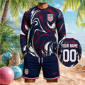 USA National Football Team Marbled Navy Blue Number Men Fans Shirt - Limotees LLC