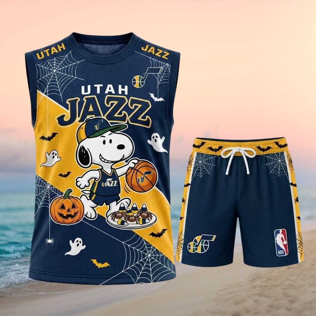 Utah Jazz Snoopy Halloween Pumpkin Basketball Shirt