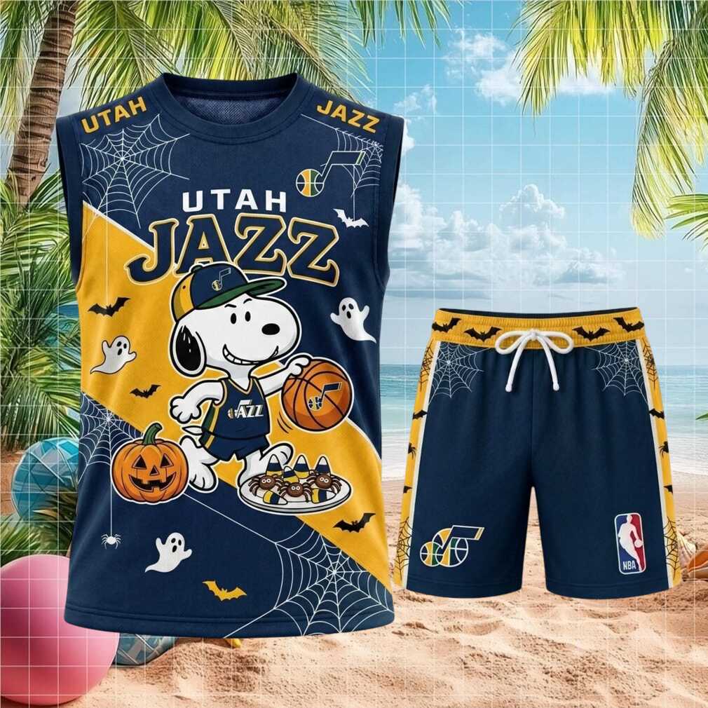 Utah Jazz Snoopy Halloween Pumpkin Basketball Shirt