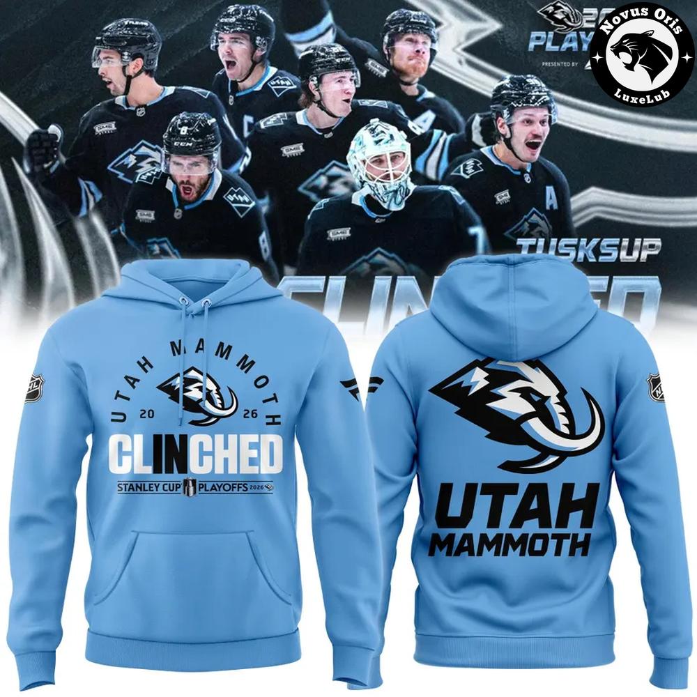 Utah Mammoth 2026 Stanley Cup Playoffs Clinched Light Blue Hoodie