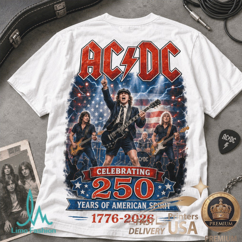 ACDC America 250 Years 1776 2026 Rock Band Patriotic Guitar Shirt - Limotees LLC