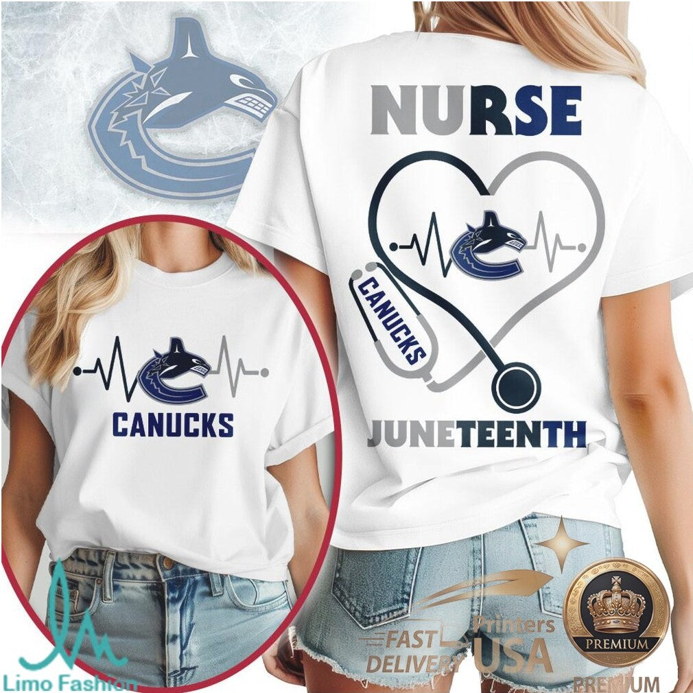 Vancouver Canucks Nurse Heartbeat T Shirt Juneteenth Apparel - Limotees LLC