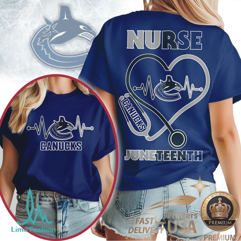 Vancouver Canucks Nurse Heartbeat T Shirt Juneteenth Apparel - Limotees LLC