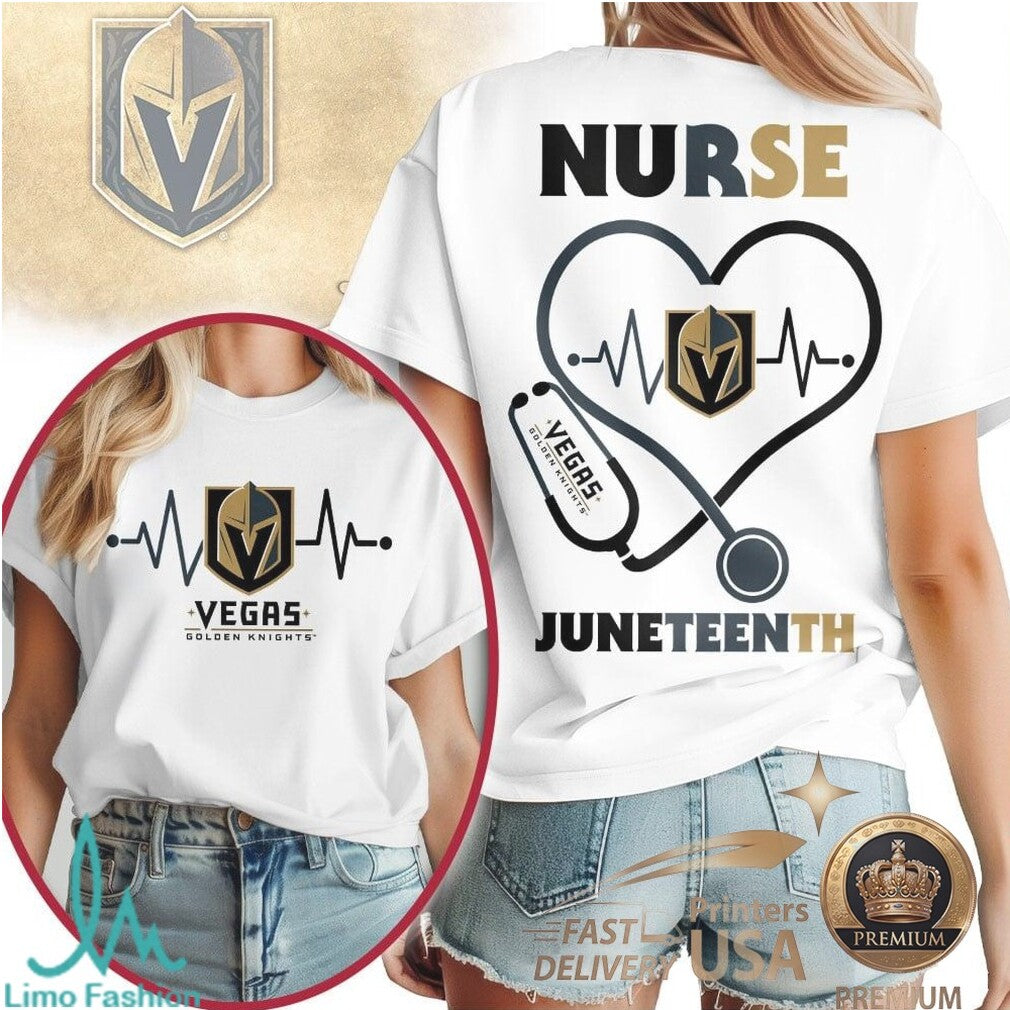 Vegas Golden Knights Nurse Heartbeat Juneteenth T Shirt - Limotees LLC