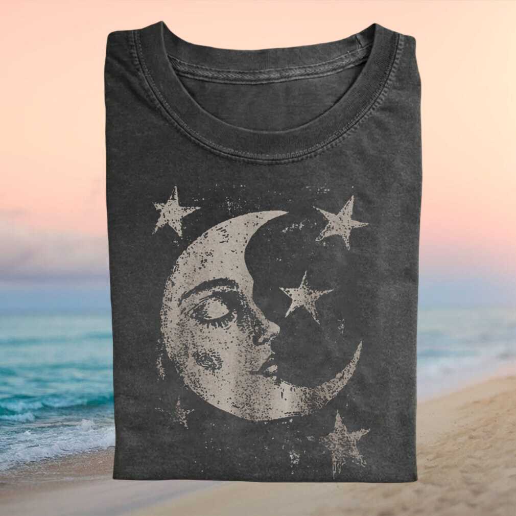 Vintage Celestial Crescent Moon and Stars Mystical Witchy Boho Magic Shirt - Limotees LLC