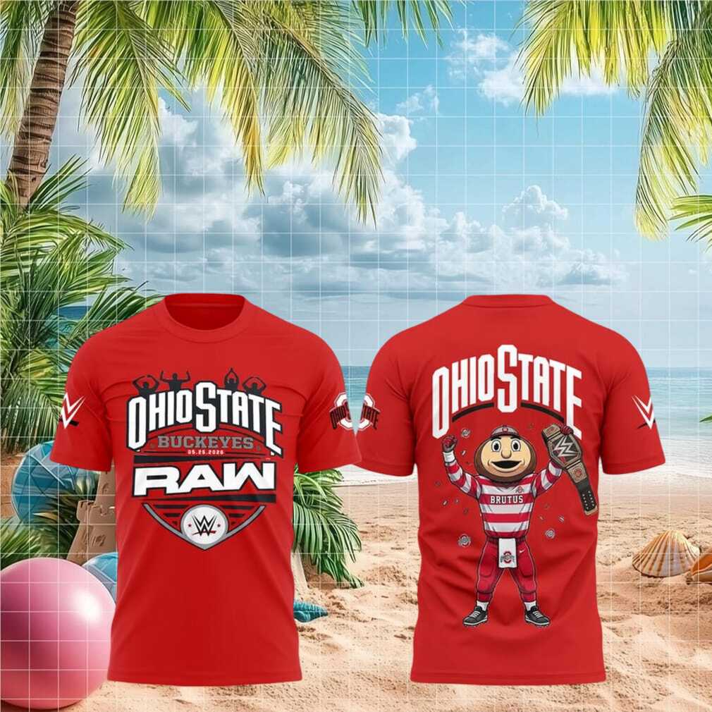 WWE Ohio State Buckeyes Raw Brutus Mascot Championship Belt Red Shirt - Limotees LLC
