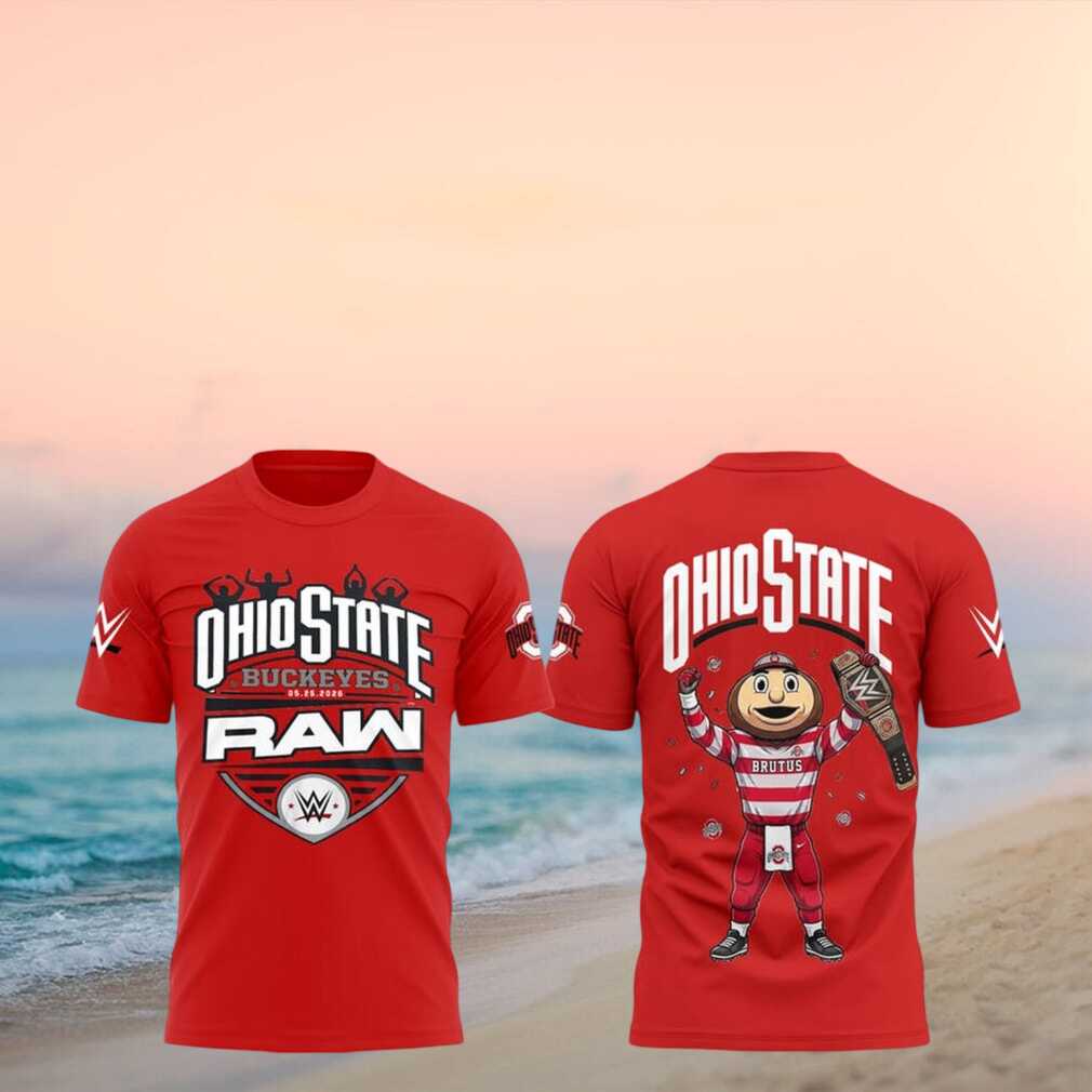 WWE Ohio State Buckeyes Raw Brutus Mascot Championship Belt Red Shirt - Limotees LLC
