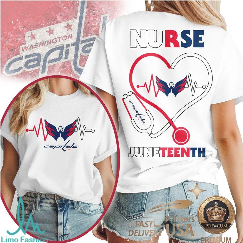 Washington Capitals Nurse Heartbeat Juneteenth T Shirt