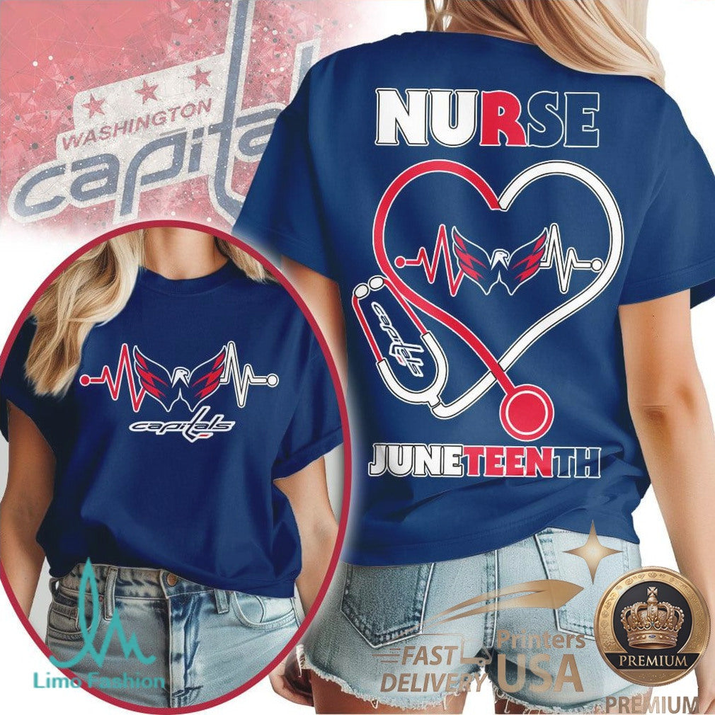 Washington Capitals Nurse Heartbeat Juneteenth T Shirt