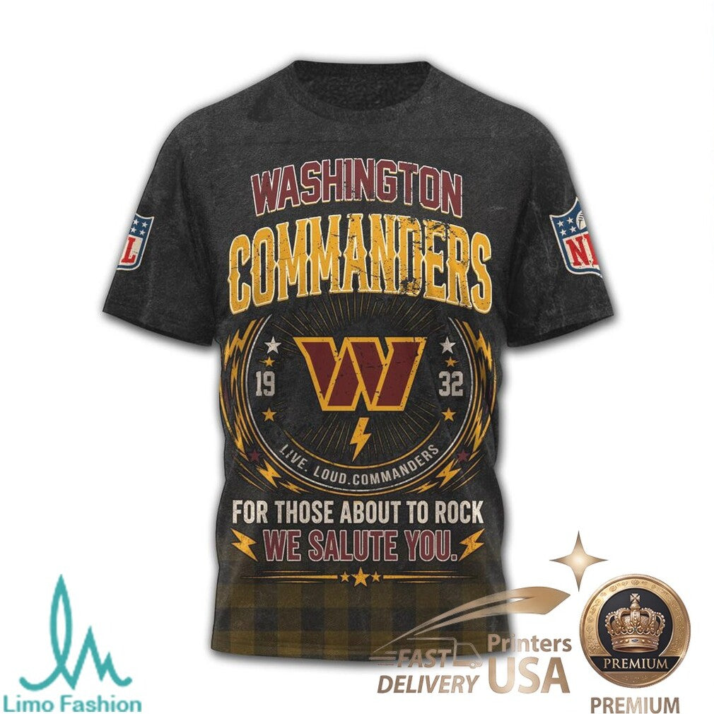 Washington Commanders ACDC Band Mashup Rock Music Graphic T Shirt - Limotees LLC