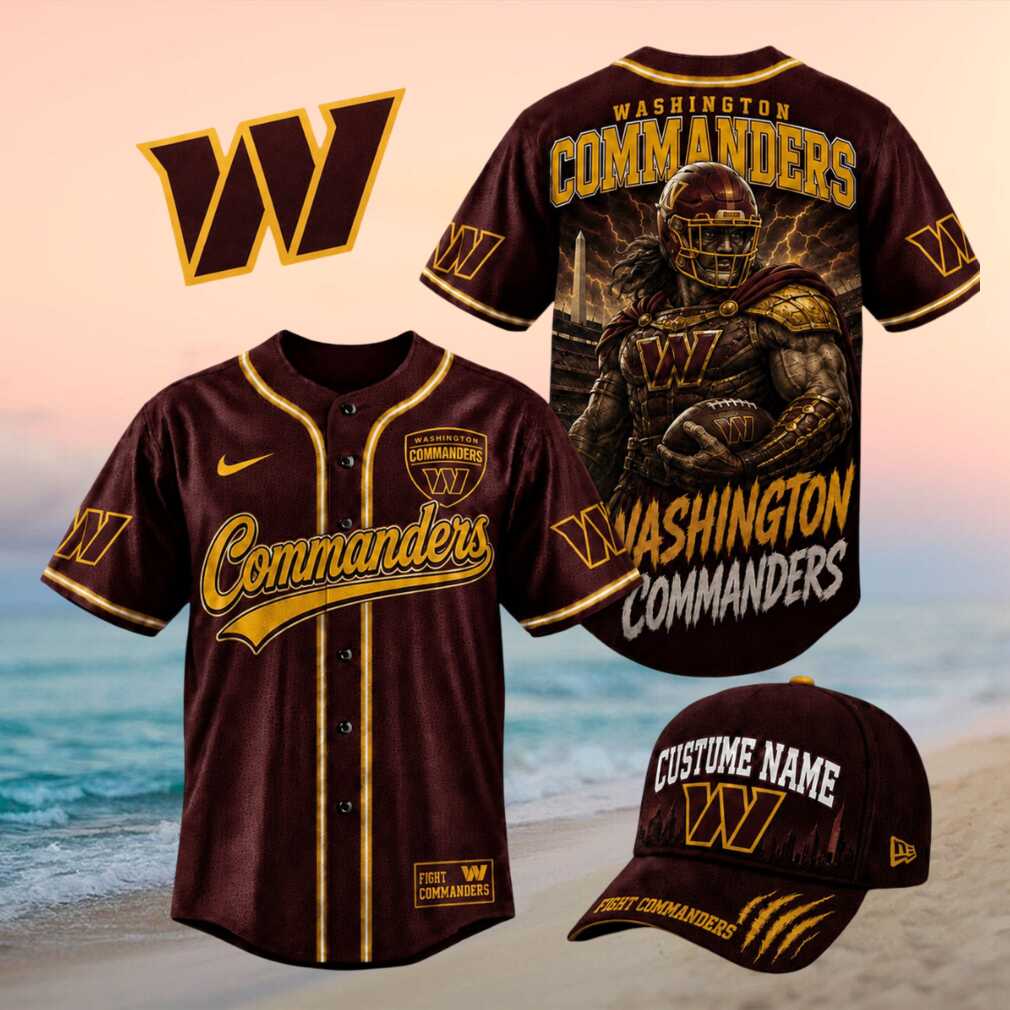 Washington Commanders Armored Mascot Stadium Graphic Baseball Jersey - Limotees LLC