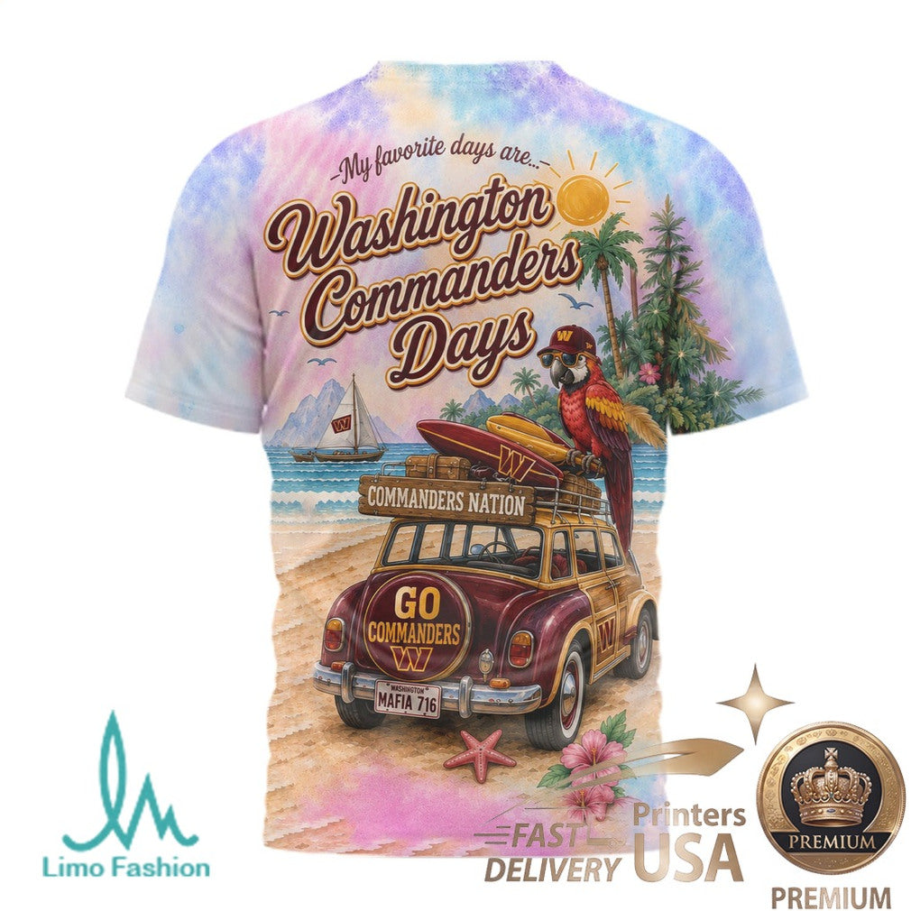 Washington Commanders Beach Parrot Tropical Summer T Shirt - Limotees LLC