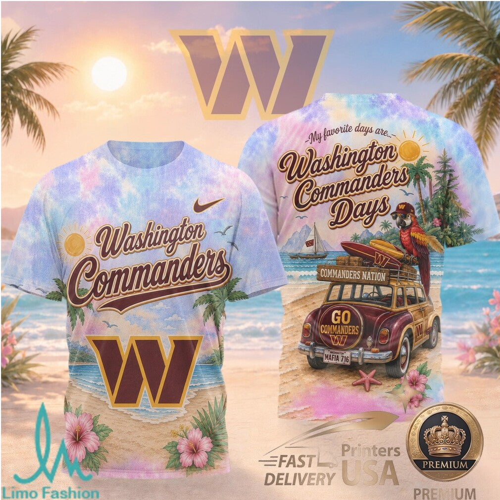 Washington Commanders Beach Parrot Tropical Summer T Shirt - Limotees LLC