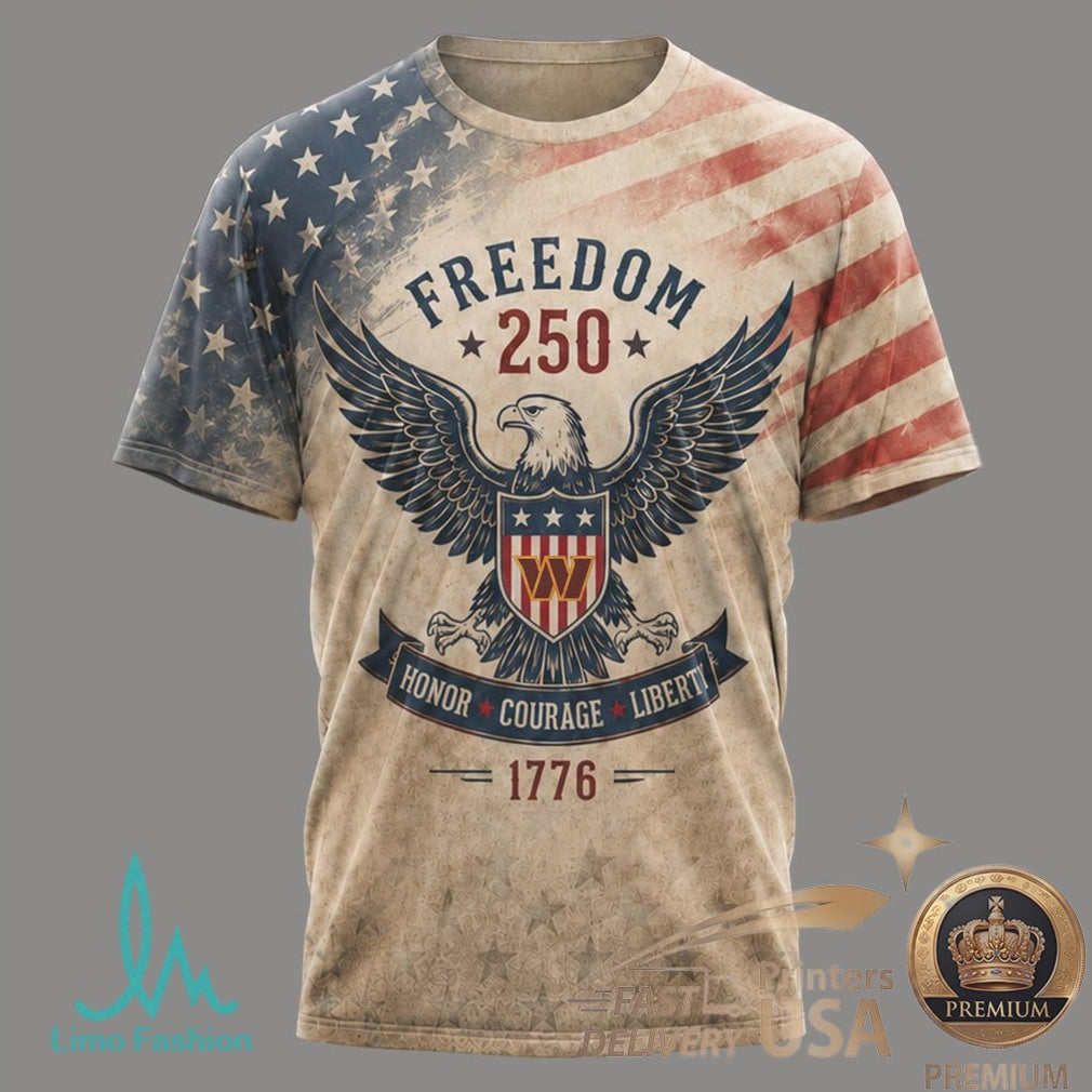 Washington Commanders Eagle Freedom 250th Anniversary T Shirt - Limotees LLC