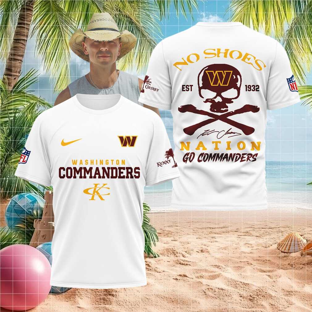 Washington Commanders Skull No Shoes Nation Kenny Chesney Football Shirt - Limotees LLC