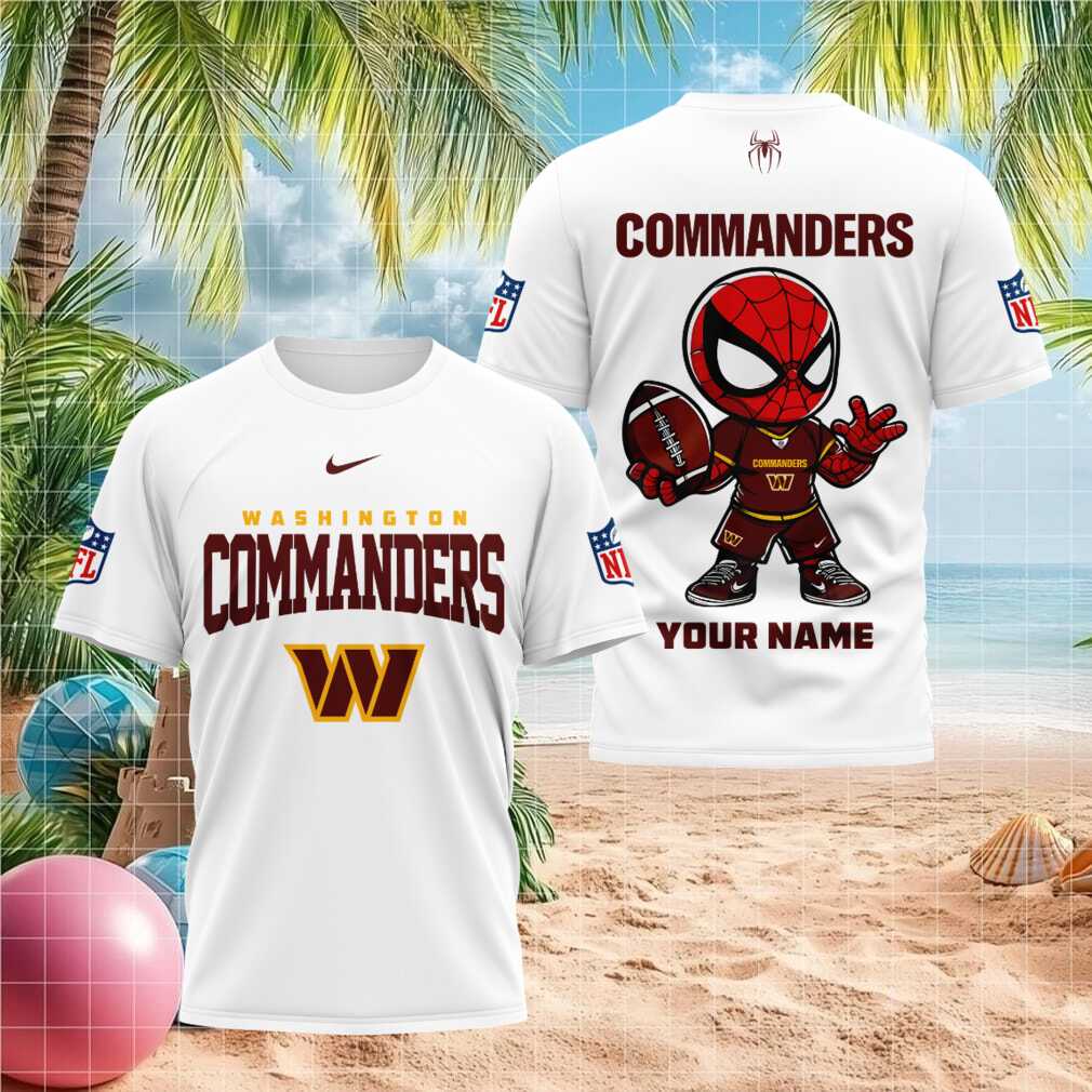 Washington Commanders Spider Superhero Custom Name Football T Shirt