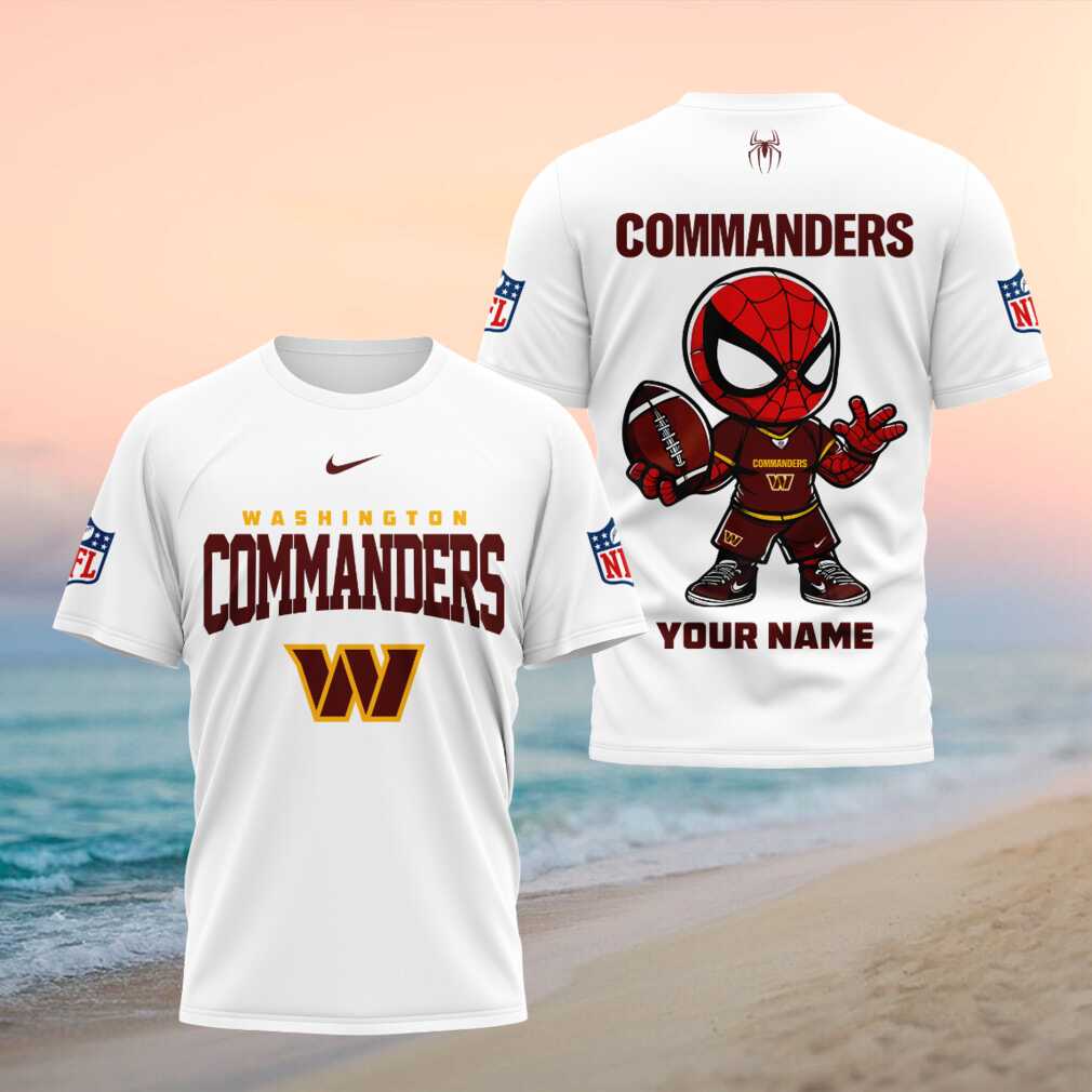 Washington Commanders Spider Superhero Custom Name Football T Shirt