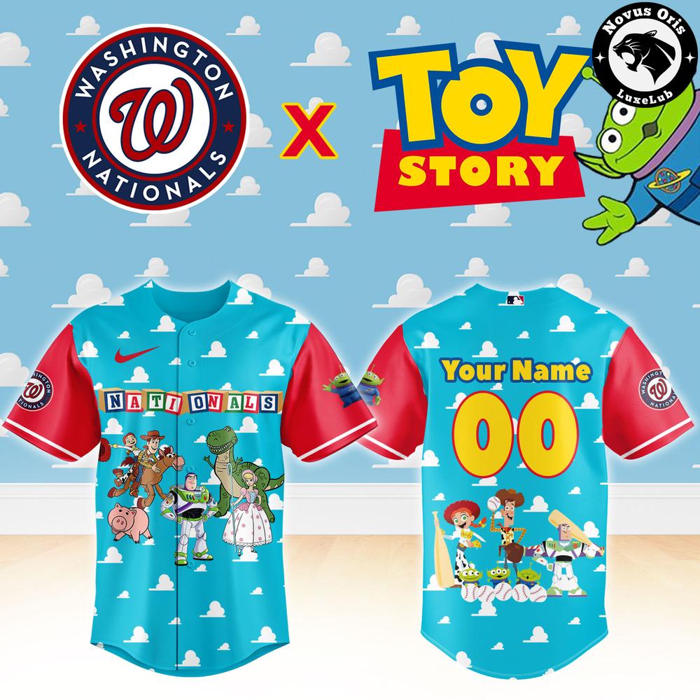 Washington Nationals x Toy Story Night Woody Buzz Lightyear Custom Baseball Jersey