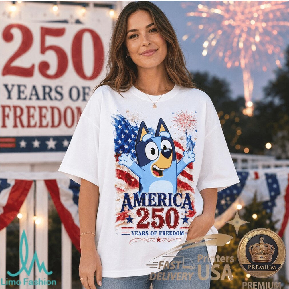 Bluey Bless America 1776 2026 Patriotic Cartoon Character Shirt - Limotees LLC