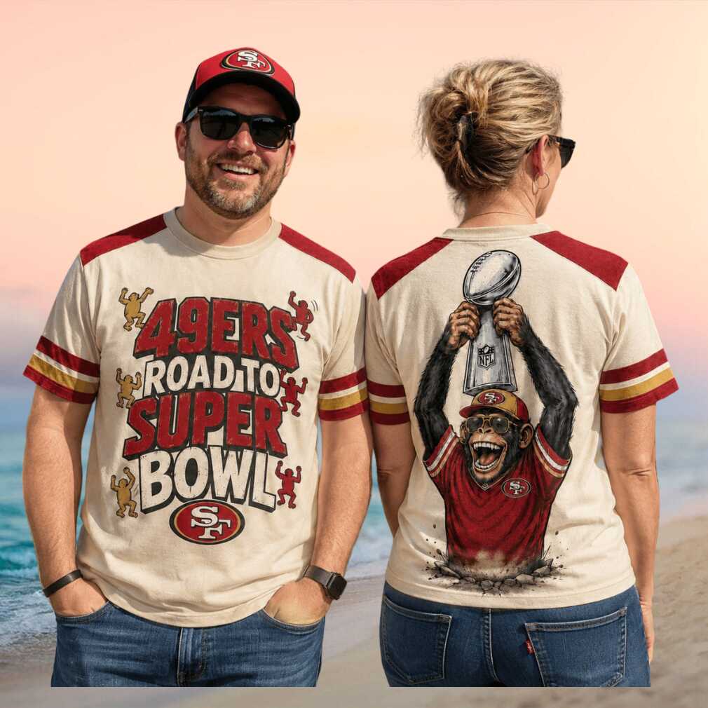 San Francisco 49ers Monkey Trophy Road To Super Bowl Raglan Shirt