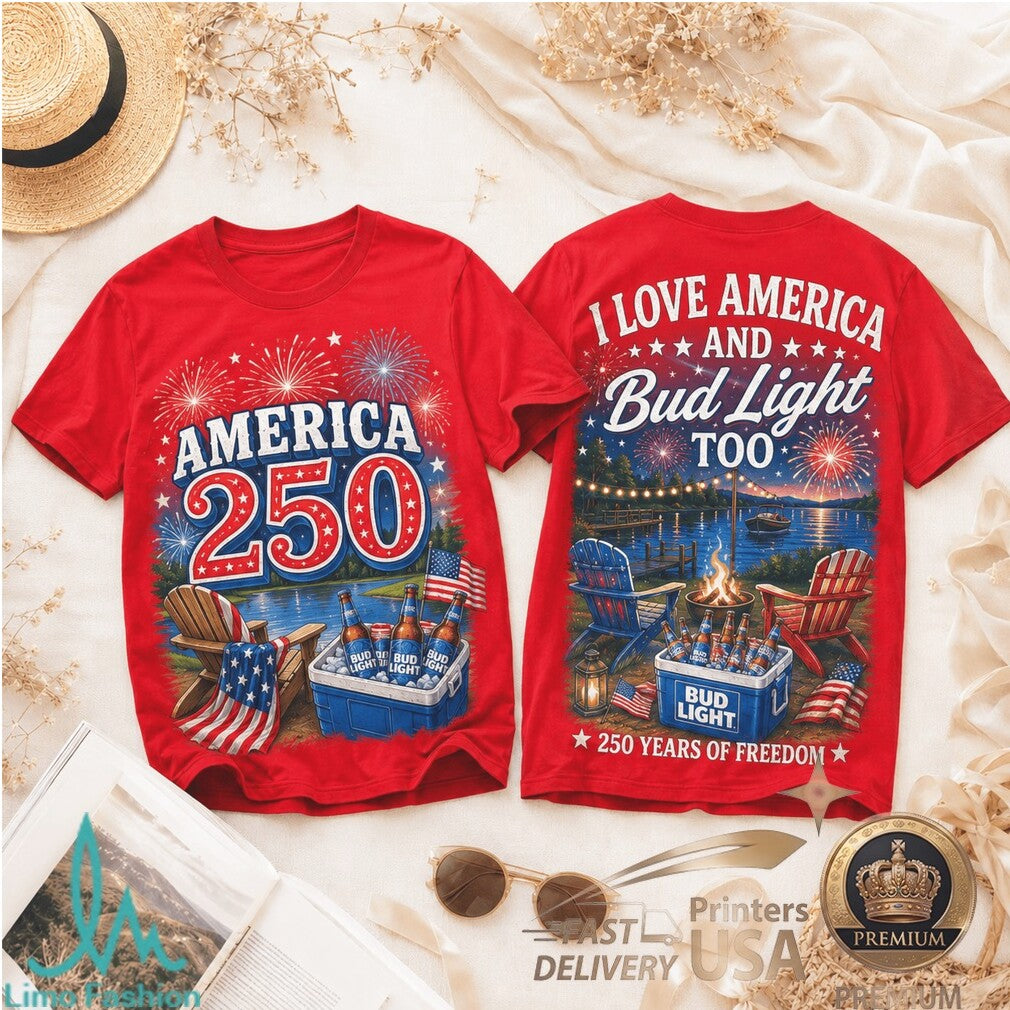 America 250 Years Of Freedom Bud Light Patriotic Camping Shirt - Limotees LLC