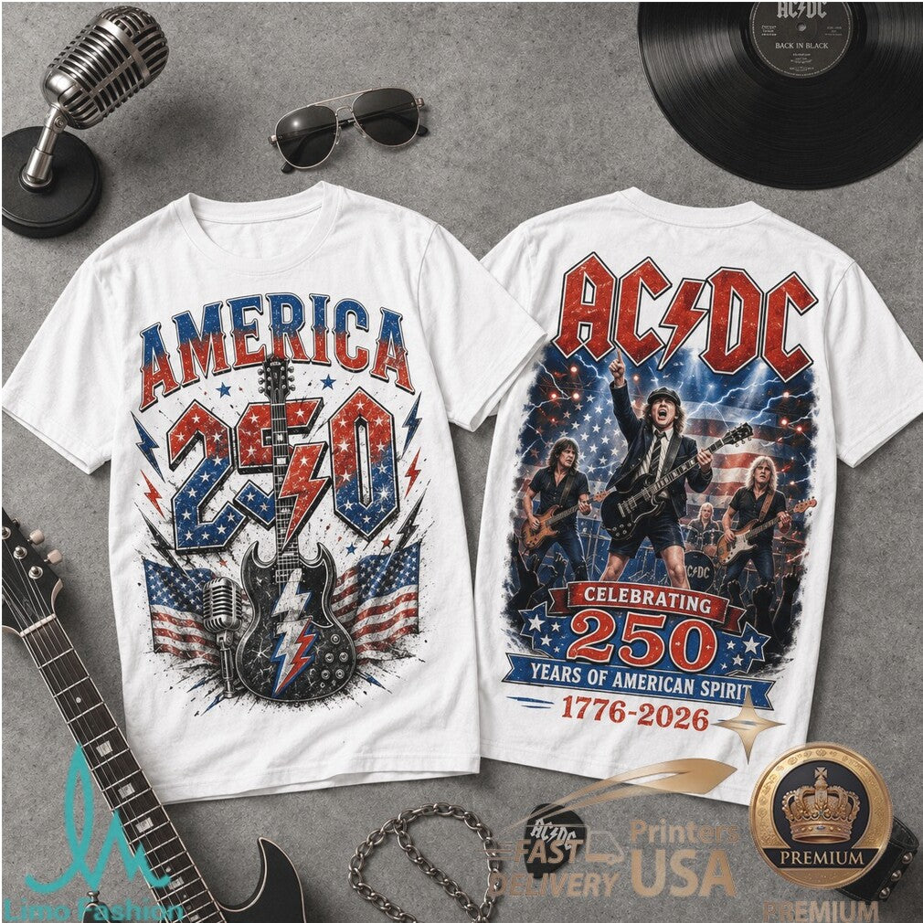 ACDC America 250 Years 1776 2026 Rock Band Patriotic Guitar Shirt - Limotees LLC