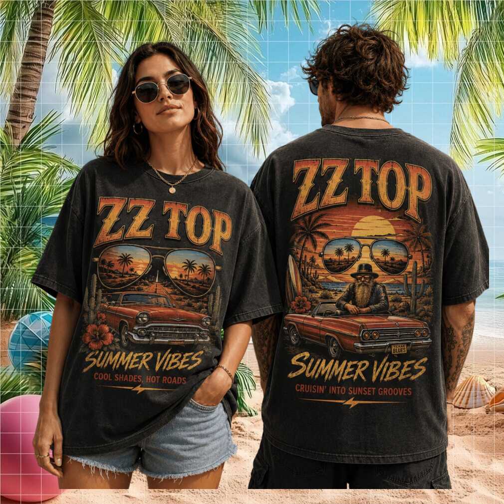 ZZ Top Summer Vibes Vintage Car Sunset Cool Shades Graphic Shirt